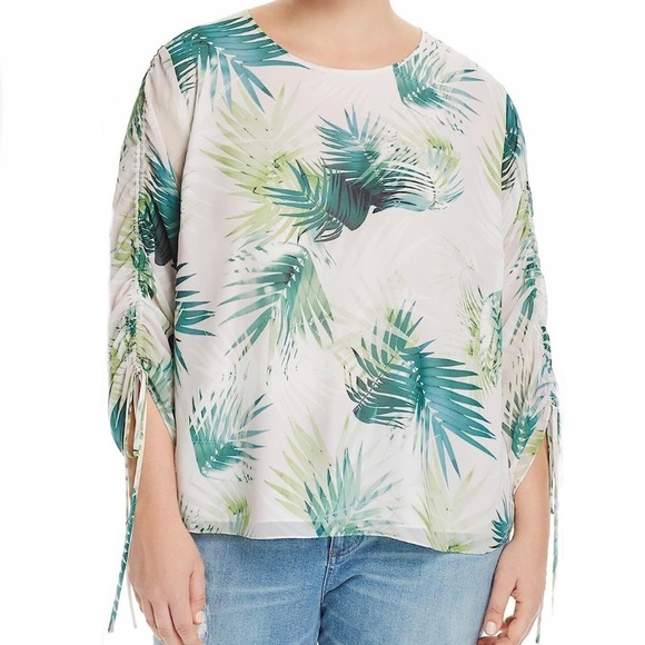 Vince Camuto Rouched Chiffon Palm Blouse - Picture 4 of 6